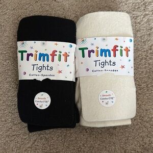 Girl’s Cotton Spandex Tights Black and Ivory